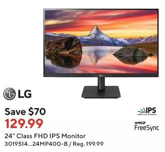 Staples Lg 24" class fhd ips monitor offer
