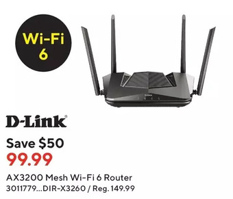 Staples D-link ax3200 mesh wi-fi 6 router offer