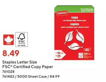 Staples Staples letter size fsc certified copy paper offer