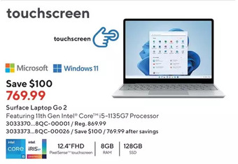 Staples Microsoft surface laptop go 2 offer