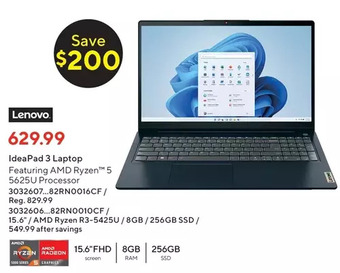 Staples Lenovo ideapad 3 laptop offer