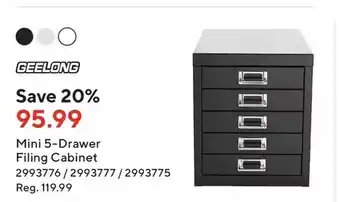 Staples Geelong mini 5-drawer filing cabinet offer