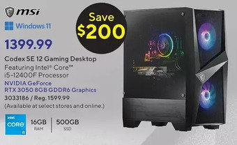 Staples Msi codex se 12 gaming desktop offer