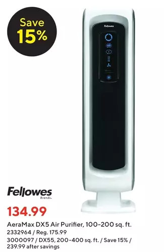 Staples Fellowes aeramax dx5 air purifier offer
