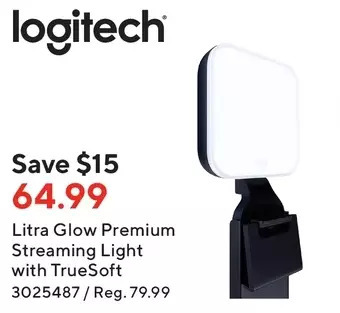 Staples Logitech litra glow premium streaming light with truesoft offer