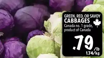Farm Boy Green, red, or savoy cabbage offer