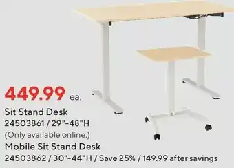 Staples Sit stand desk | mobile sit stand desk offer