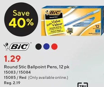 Staples Bic round stic ballpoint pens offer