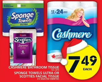 Food Basics Cashmere bathroom tissue | sponge towels ultra or scotties facial tissue offer