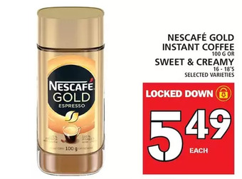 Food Basics Nescafe gold instant coffee or sweet & creamy offer