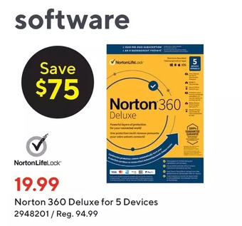 Staples Norton 360 deluxe for 5 devices offer