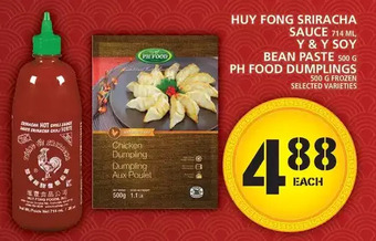 Food Basics Huy fong sriracha sauce | y & y soy bean paste | ph food dumplings offer