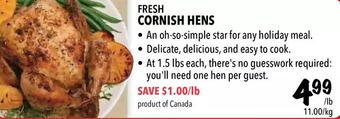 Farm Boy Fresh cornish hens offer