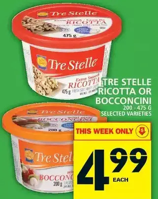 Food Basics Tre stelle ricotta or bocconcini offer