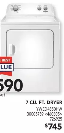 RONA Whirlpool 7 cu. ft. dryer offer