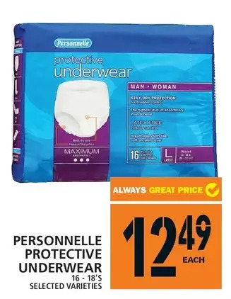 Food Basics Personnelle protective underwear offer