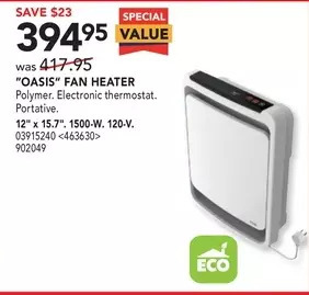 RONA "oasis" fan heater offer