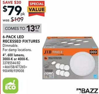 Lowe's Bazz 6-pack led recessed fixtures offer