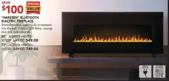 RONA "harsten" bluetooth electric fireplace. 60" | 72" offer