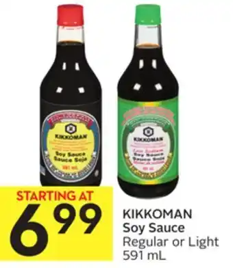 Foodland Kikkoman soy sauce regular or light 591 ml offer
