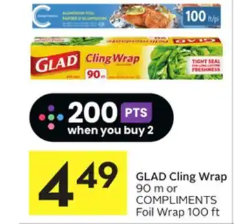 Foodland Glad cling wrap or wrap 90 m compliments foil 100 ft offer