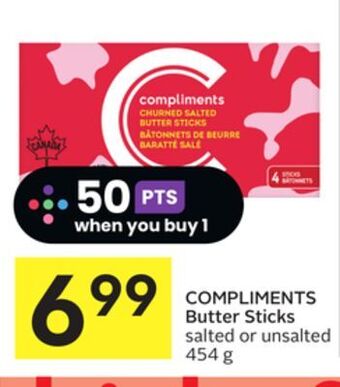 Foodland Compliments butter sticks salted or unsalted 454 g offer