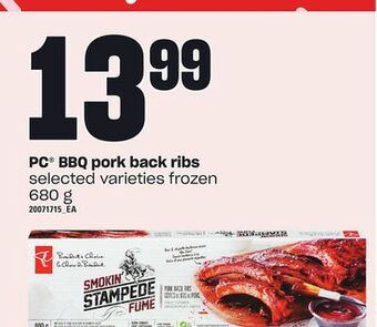 Loblaws Pc® bbq pork back ribs, 680 g offer