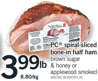 Fortinos Pc® spiral-sliced bone-in half ham offer