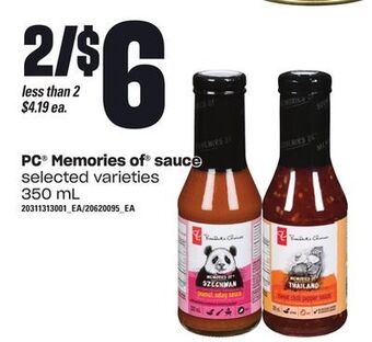 Loblaws Pc® memories of sauce, 350 ml offer