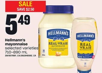 Loblaws Hellmann's mayonnaise, 710-890 ml offer