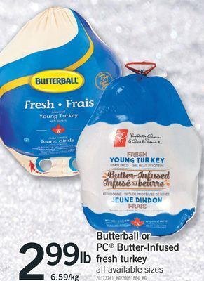 Fortinos Butterball or pc® butter-infused fresh turkey offer