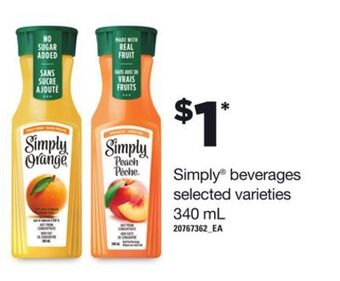 Loblaws Simply® beverages, 340 ml offer