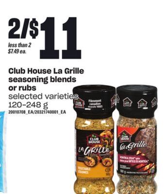 Loblaws Club house la grille seasoning blends or rubs, 120-248 g offer