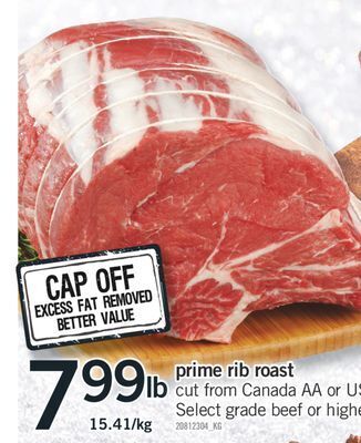 Fortinos Prime rib roast offer