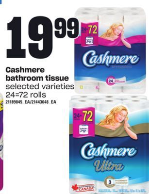 Loblaws Cashmere bathroom tissue, 24=72 rolls offer