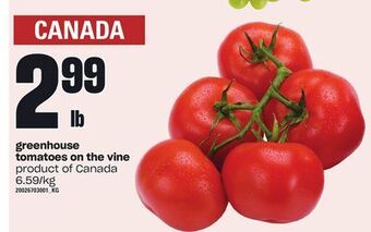Loblaws Greenhouse tomatoes on the vine offer
