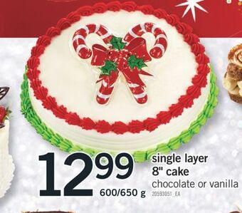 Fortinos Single layer 8" cake, 600/650 g offer
