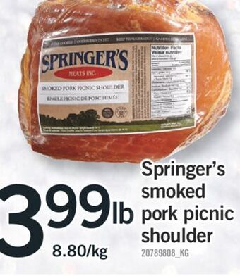 Fortinos Springer's smoked pork picnic shoulder offer