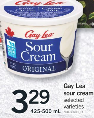 Fortinos Gay lea sour cream, 425-500 ml offer