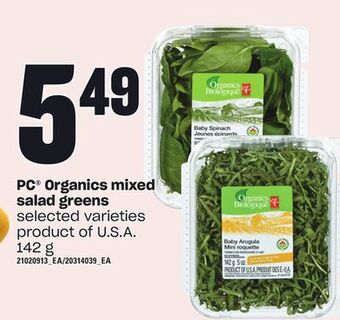 Loblaws Pc® organics mixed salad greens, 142 g offer