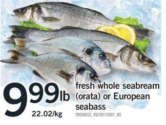 Fortinos Fresh whole seabream (orata) or european seabass offer
