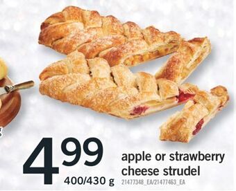 Fortinos Apple or strawberry cheese strudel, 400/430 g offer
