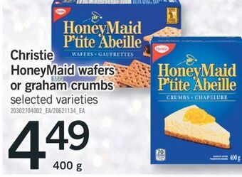 Fortinos Christie honeymaid wafers or graham crumbs, 400 g offer