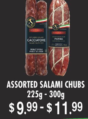 Fortinos Assorted salami chubs, 225g - 300g offer