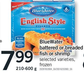 Fortinos Bluewater battered or breaded fish or shrimp, 210-600 g offer