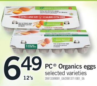 Fortinos Pc® organics eggs, 12's offer
