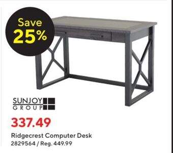Staples Sunjoy ridgecrest computer desk offer
