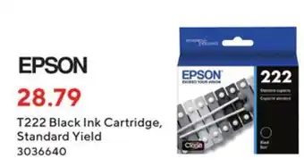 Staples Epson t222 black ink cartridge, standard yield offer