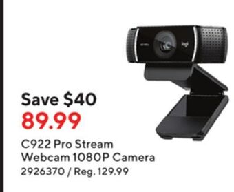 Staples Logitech® c922 pro stream webcam 1080p camera offer