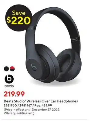 Staples Beats studio³ wireless over ear headphones offer